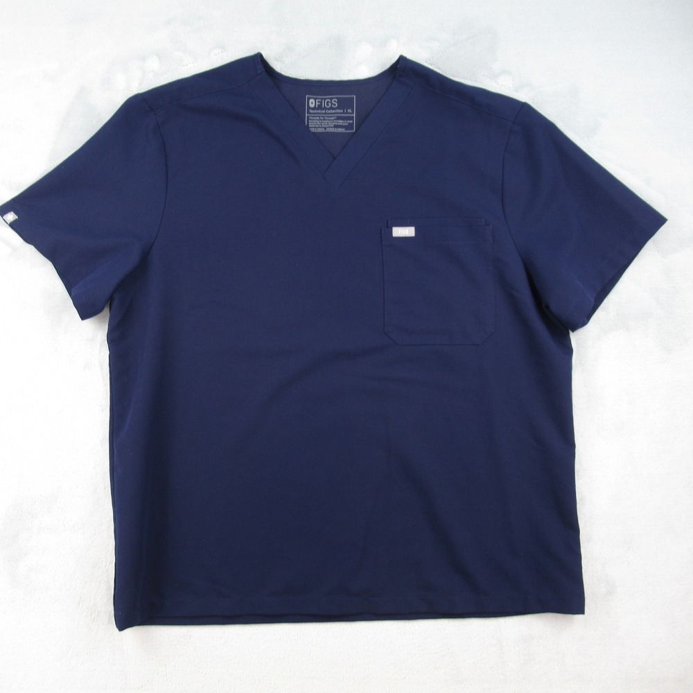 FIGS Leon Scrub Top Mens XL Navy Blue V-Neck Short Sleeve Pocket 1000199